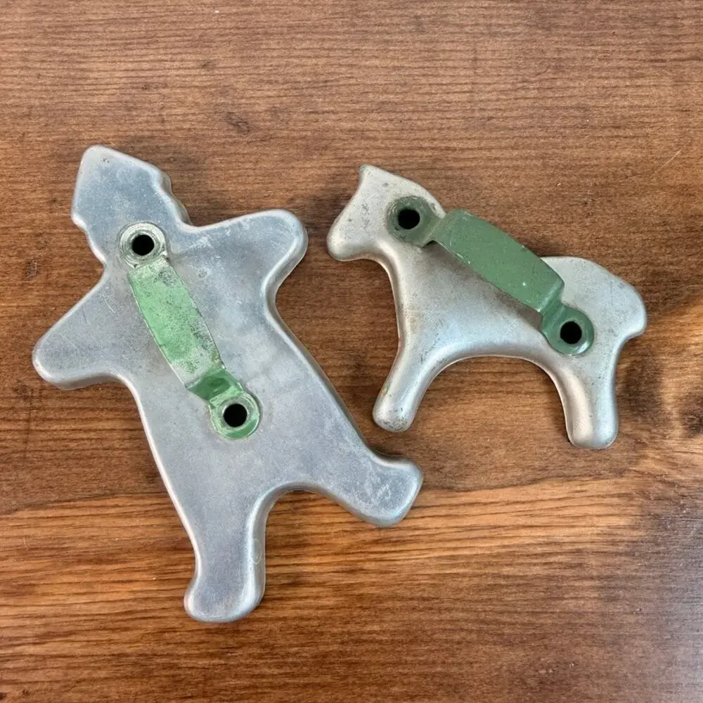 Vintage 1950s Aluminum Cookie Cutters Gingerbread Man & Horse